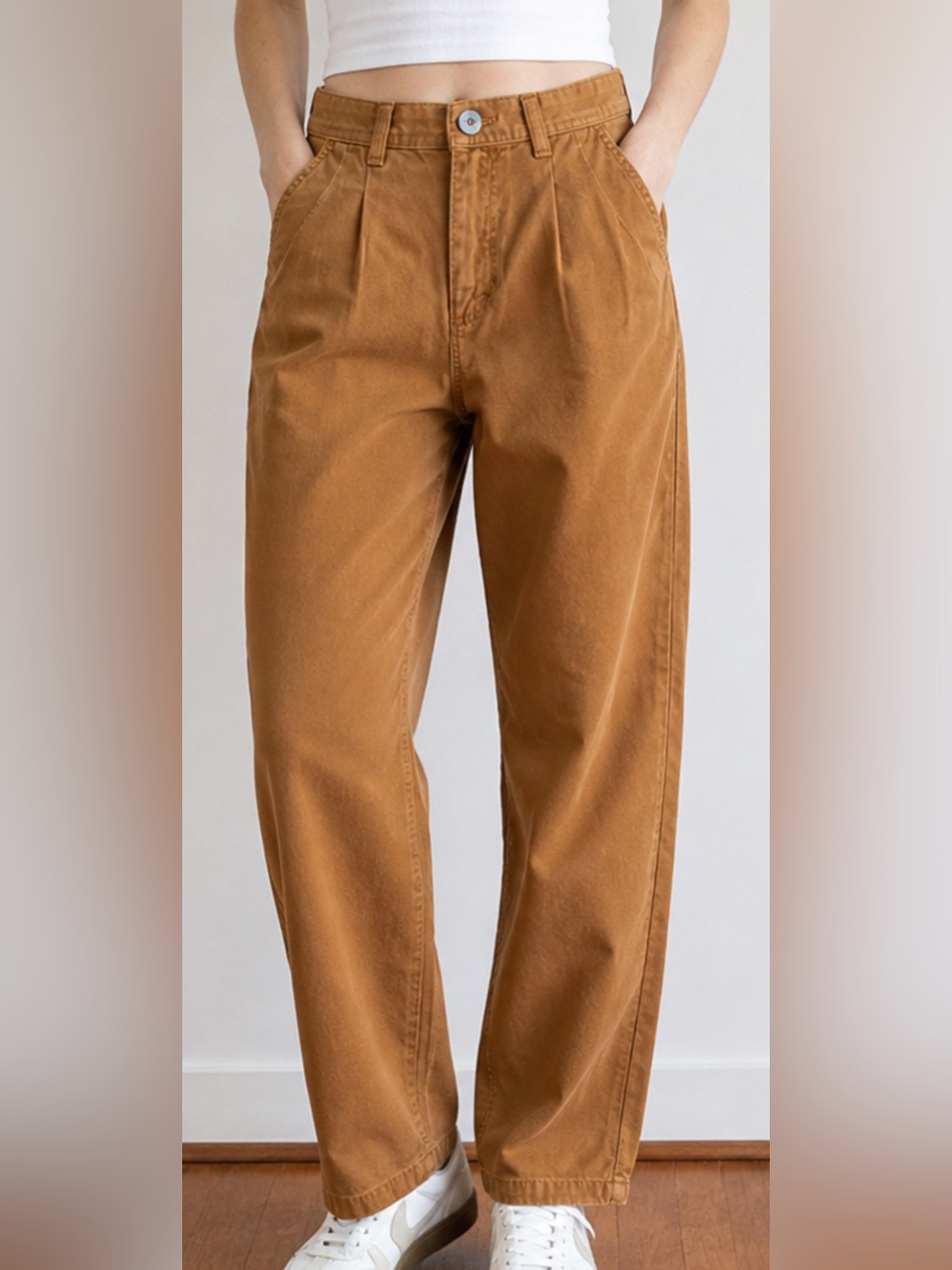 NWOT Free People Women's Pleated Chino Pants - Rust